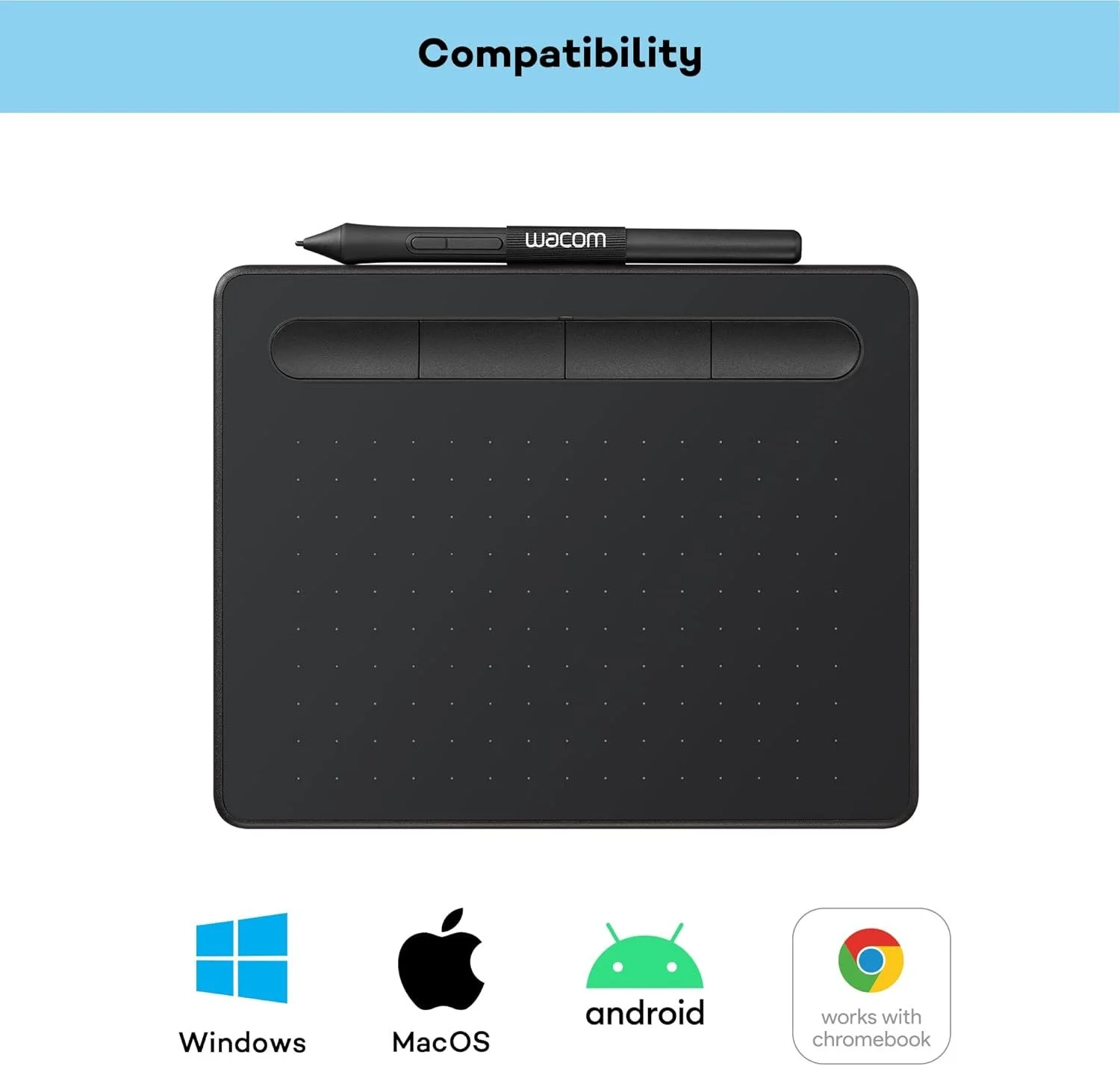 Графический планшет Wacom Intuos CTL-4100K-S / 2540 LPI / Черный, фото №4 Графический планшет Wacom Intuos CTL-4100K-S / 2540 LPI / Черный, фото №4