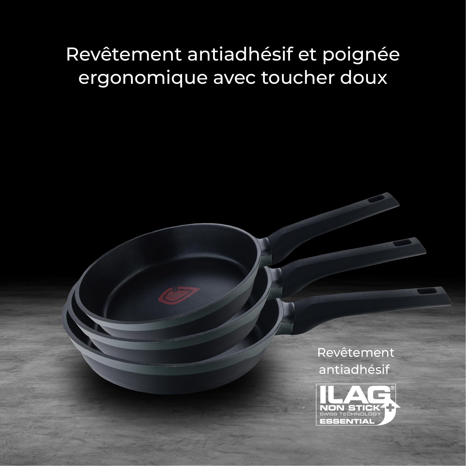 Набор MasterPRO Gastro Reeco 14-Piece 20, 24 и 28 см Сковородки 20, 24 и 28 см Кастрюли 16 см Кастрюля с Крышкой Переработанный Литой Алюминий Heatdot Антипригарное Покрытие, фото №6