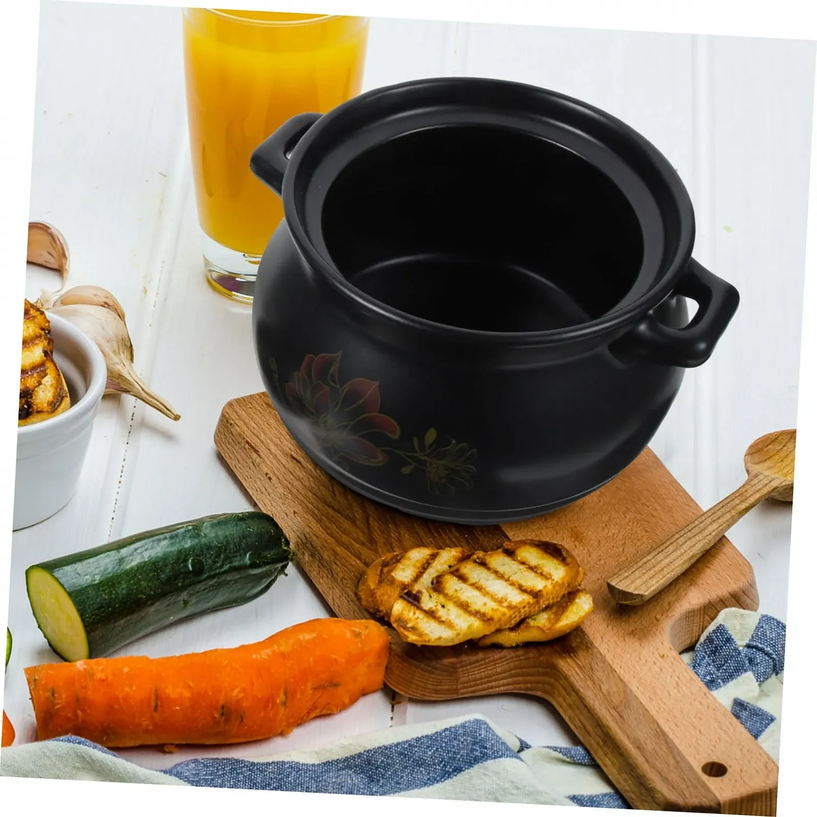 Кастрюля VALICLUD керамическая 2 л с крышкой с цветочным узором, фото №6