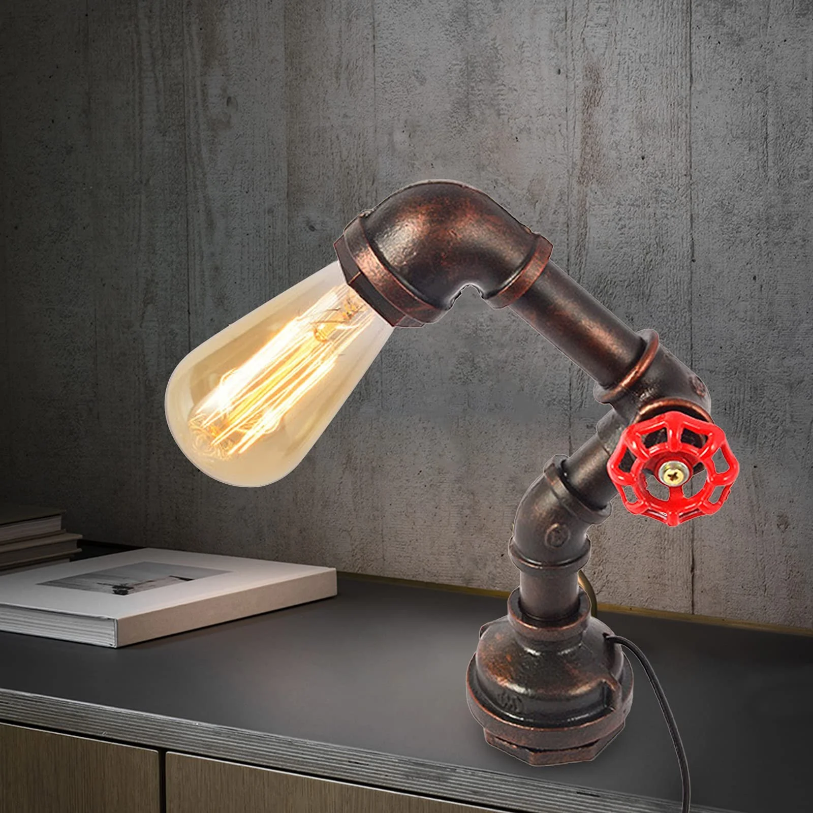 Настільна лампа Vintage Retro Industrial Steampunk E27 Залізна антикварна база, фото №8