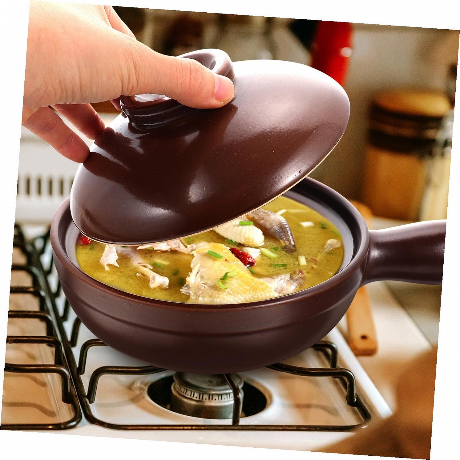 Ківш Toyvian керамічний термостійкий з ручкою для супу та тушкування, фото №3