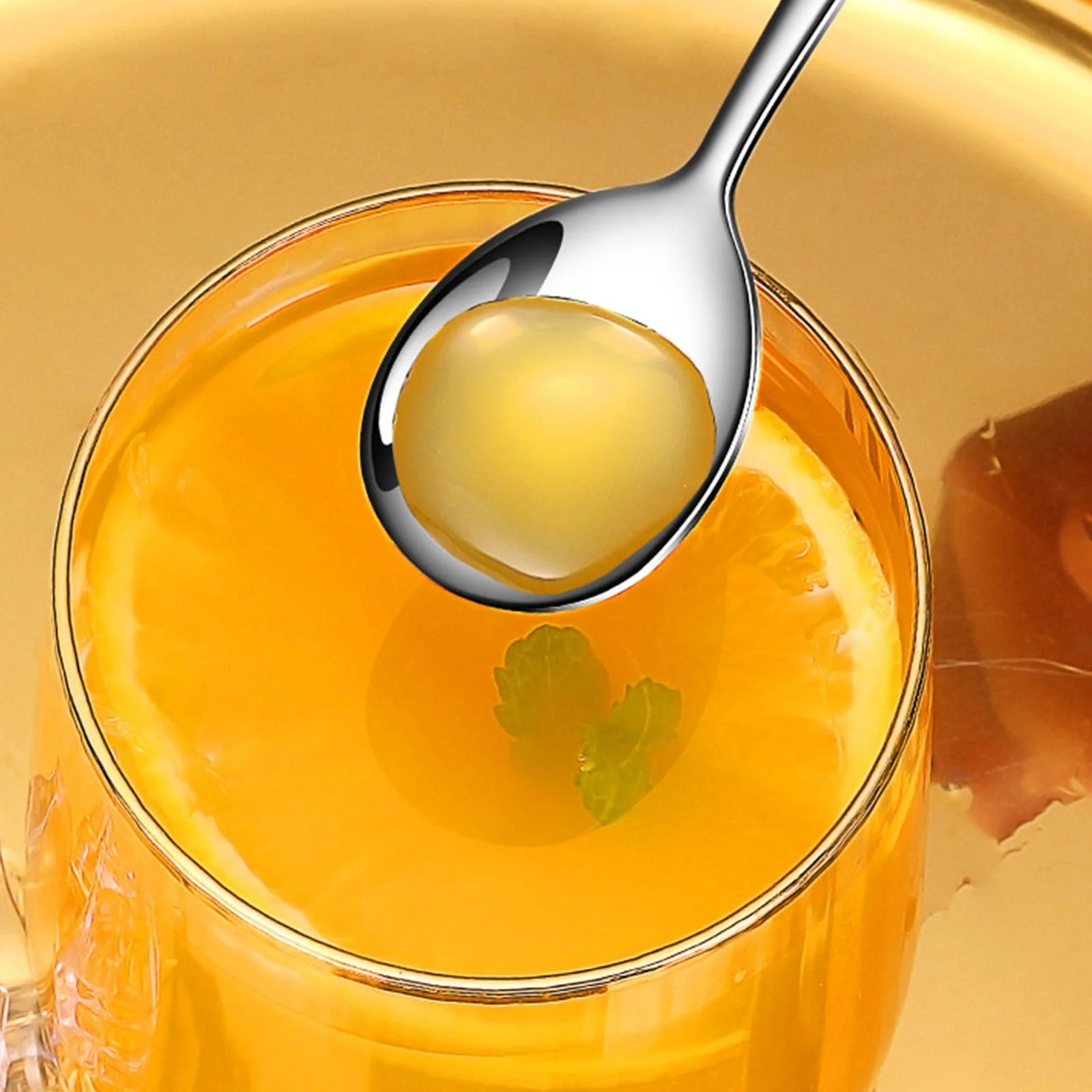 Набір з 4 ложок з довгою ручкою 24 см, нержавіюча сталь, лате макіато, фото №4