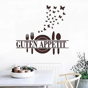 Настінна наклейка WandSticker4U Kitchen Sayings Good Appetit + 27 метеликів Коричнева 57 x 54 см synthetic.ua - Фото 1