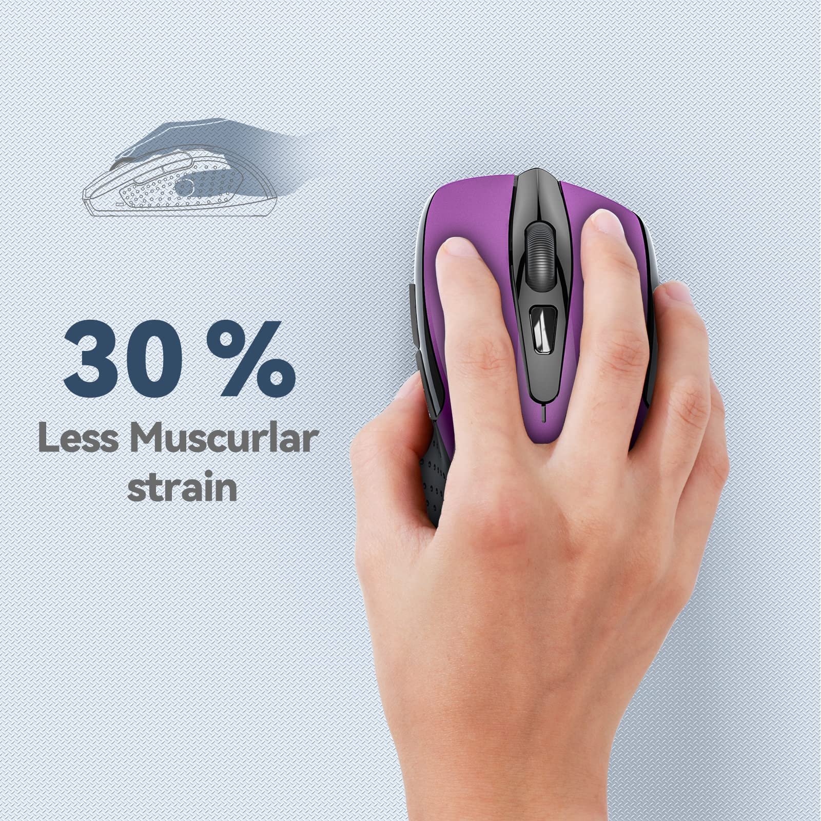 Мышь беспроводная TECKNET Pro 2.4G 2600 DPI 6 кнопок с нано-приемником фиолетовая, фото №4