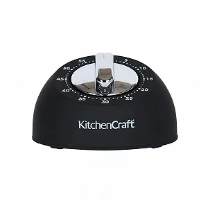 Таймер кухонный механический KitchenCraft 1 час мягкое покрытие черный synthetic.ua - Фото 1