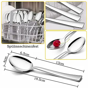 Ложки HaWare, Набор 12 шт, Ложки для супа из нержавеющей стали, Столовые ложки, Набор из 12 шт, Элегантные и современные обеденные ложки, Набор столовых ложек для дома/ресторана/вечеринки, Высоко полированные и можно мыть в посудомоечной машине 195 см synthetic.ua - Фото 1