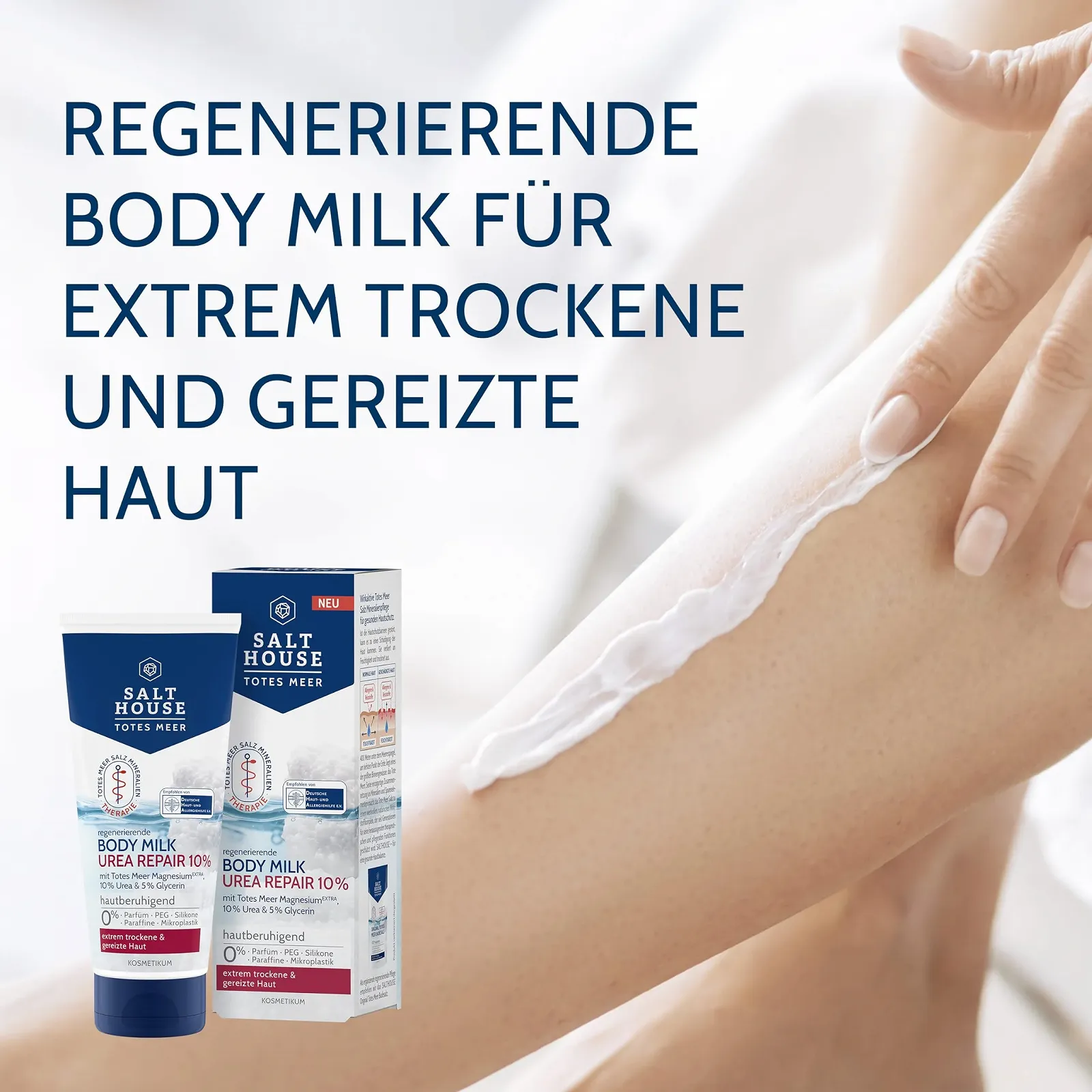 Молочко для тіла Salthouse Dead Sea Therapy Urea Repair 10% для ефективного заспокоєння свербіння для надзвичайно сухої шкіри, 200 мл, фото №4