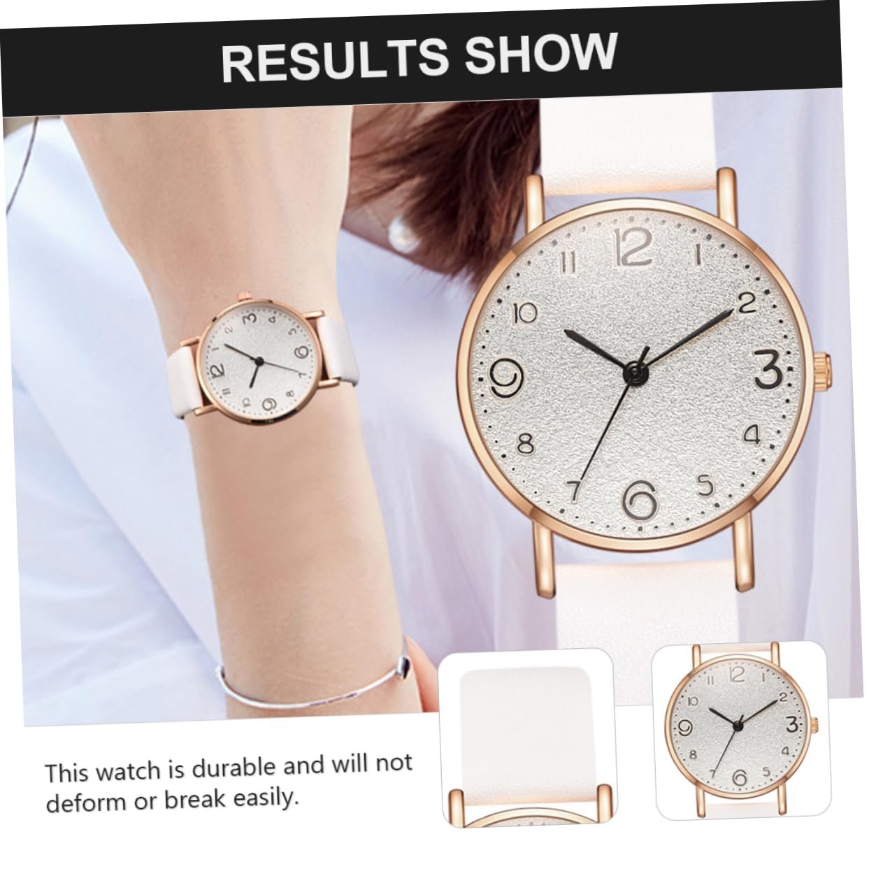 Женские часы WRITWAA 2 шт. Классический ПУ кожаный ремешок Аналоговый кварцевый механизм, фото №4