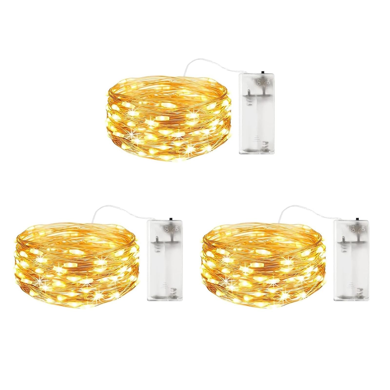 Гірлянда ENLACE, 3 шт., світлодіодна, на батарейках, 3 м, 30 LED, з мідного дроту, теплий білий, фото №1