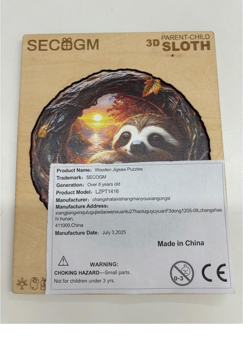 Дерев'яний пазл SECOGM Parents Child Sloth 100 деталей 21,5 x 21,5 см, фото №9 Дерев'яний пазл SECOGM Parents Child Sloth 100 деталей 21,5 x 21,5 см, фото №9