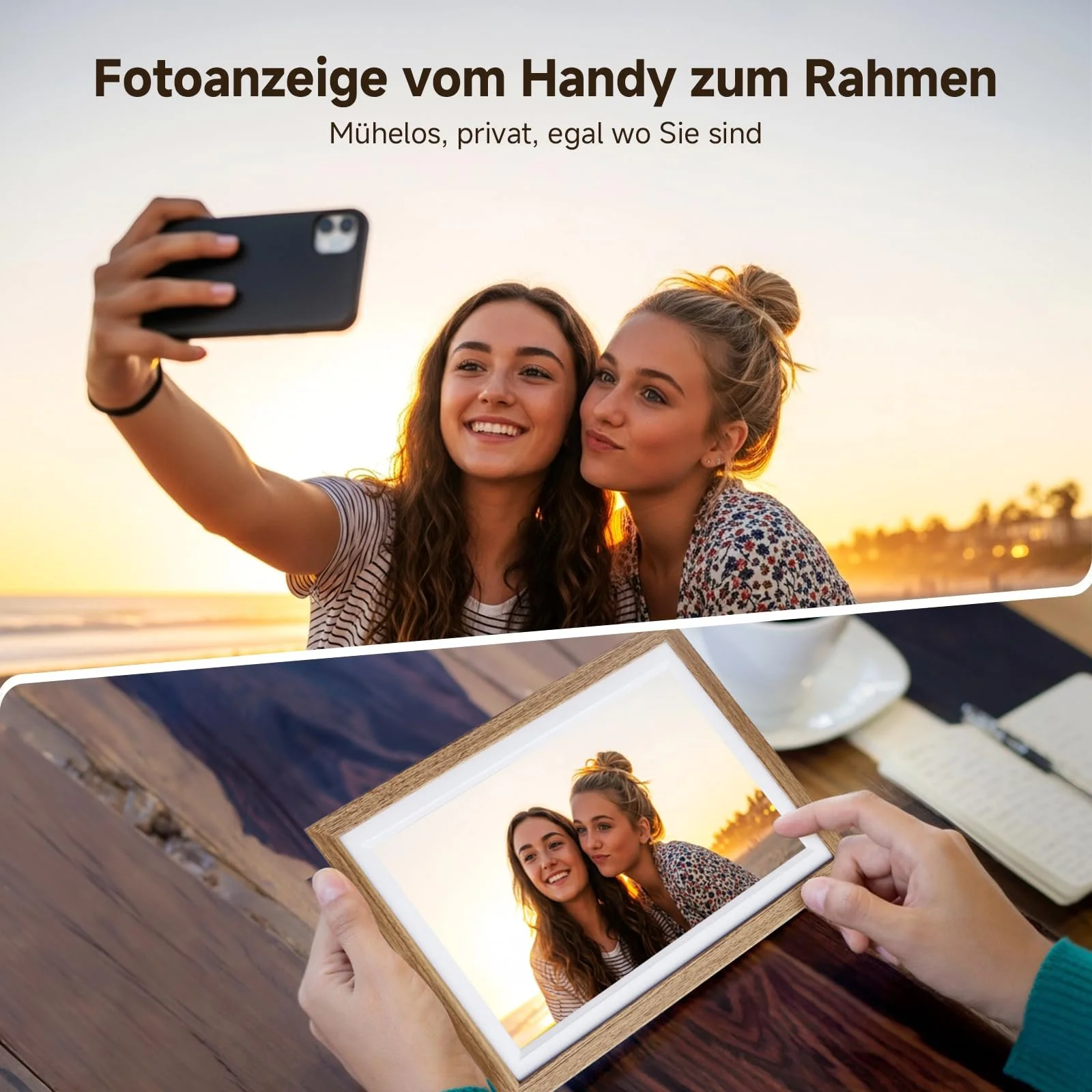 Цифровая фоторамка Rollei Smart Frame WiFi 152 15.6 дюйма Frameo 1920 x 1080 IPS Touchscreen 32 GB Wood Effect Oak, фото №3