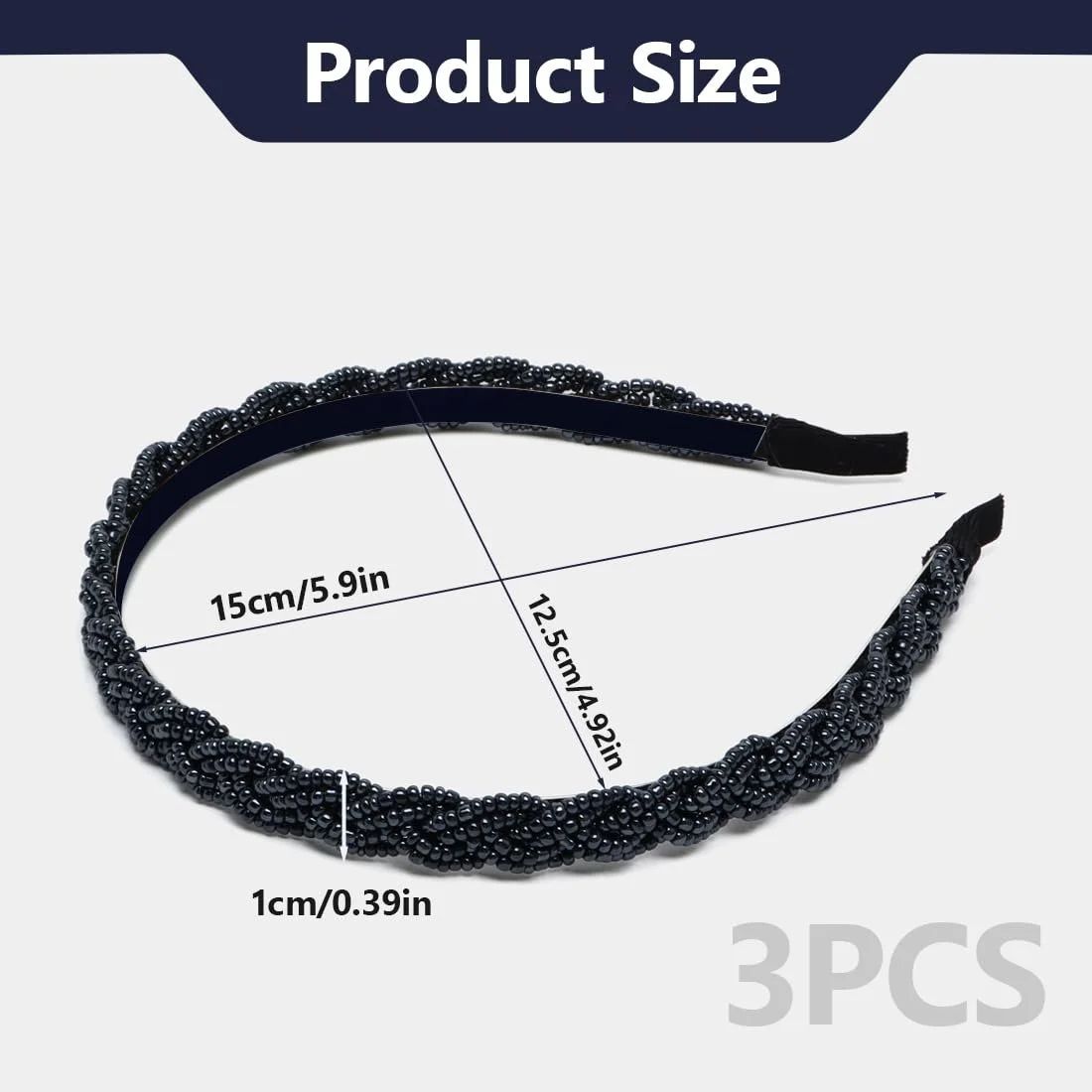 Обруч Плетінка Жіночий з Перлинами 3 шт, фото №2