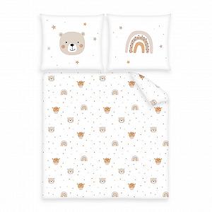 Постільна білизна Herding Babybest Little Friends для дитячого ліжечка, наволочка 35 x 40 см з клапаном, підковдра 80 x 80 см з клапаном, бавовна, білий - Фото 1