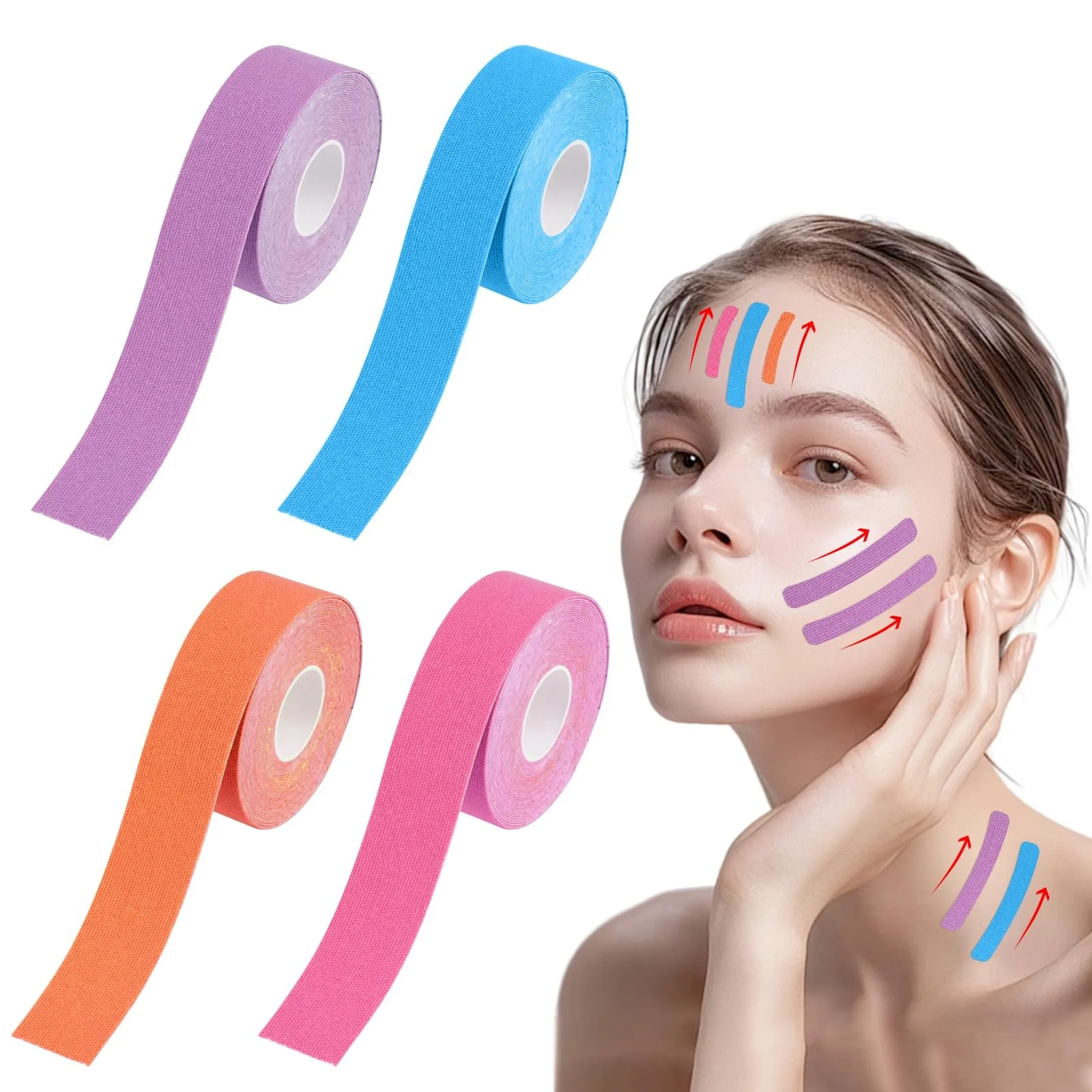 Лifting Tapes Набір 4 шт. Face Tape Anti Wrinkle 2.5 см x 5 м Різні кольори, фото №1
