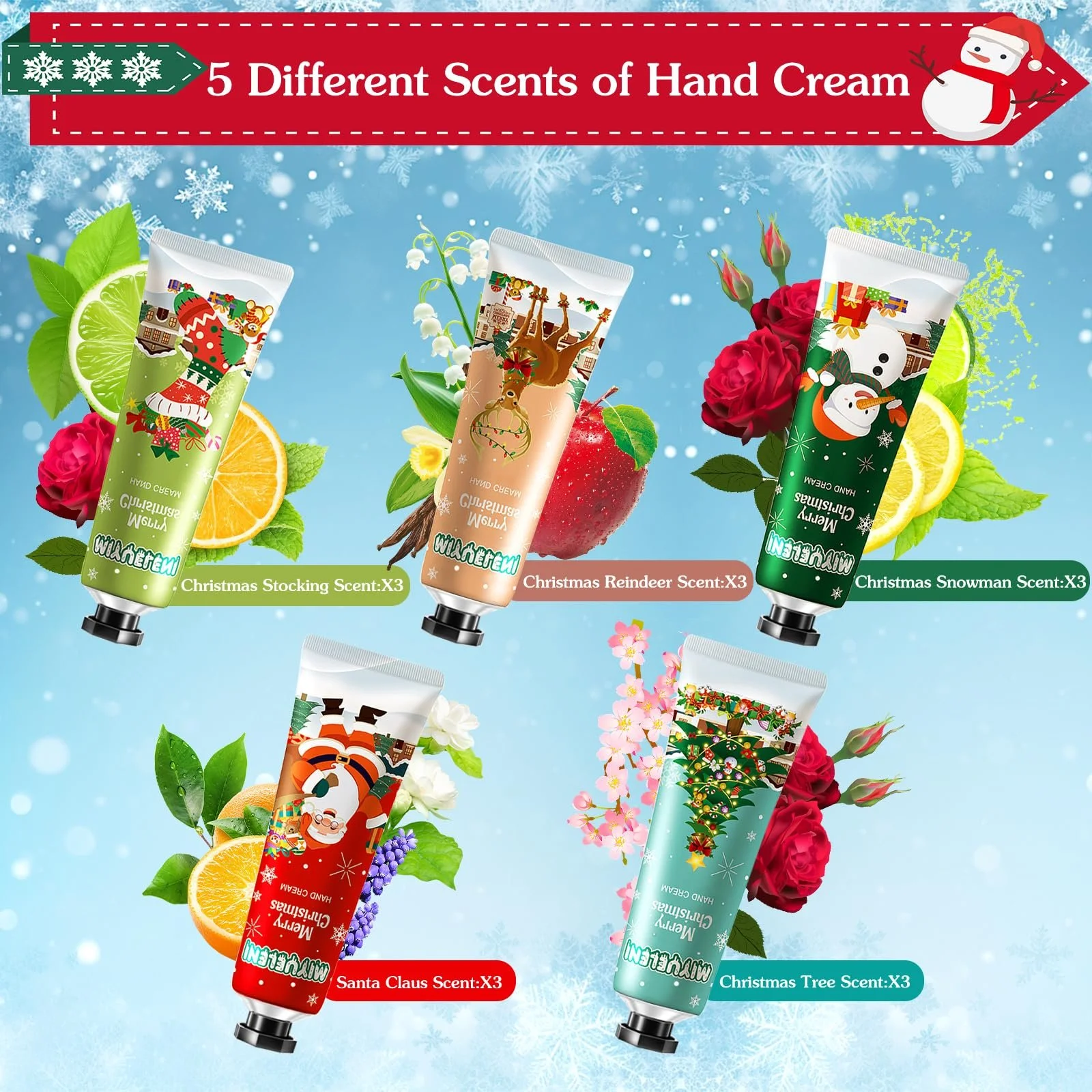 Набір міні-кремів для рук, 15 штук, Різдвяний, для потрісканих рук, фото №2