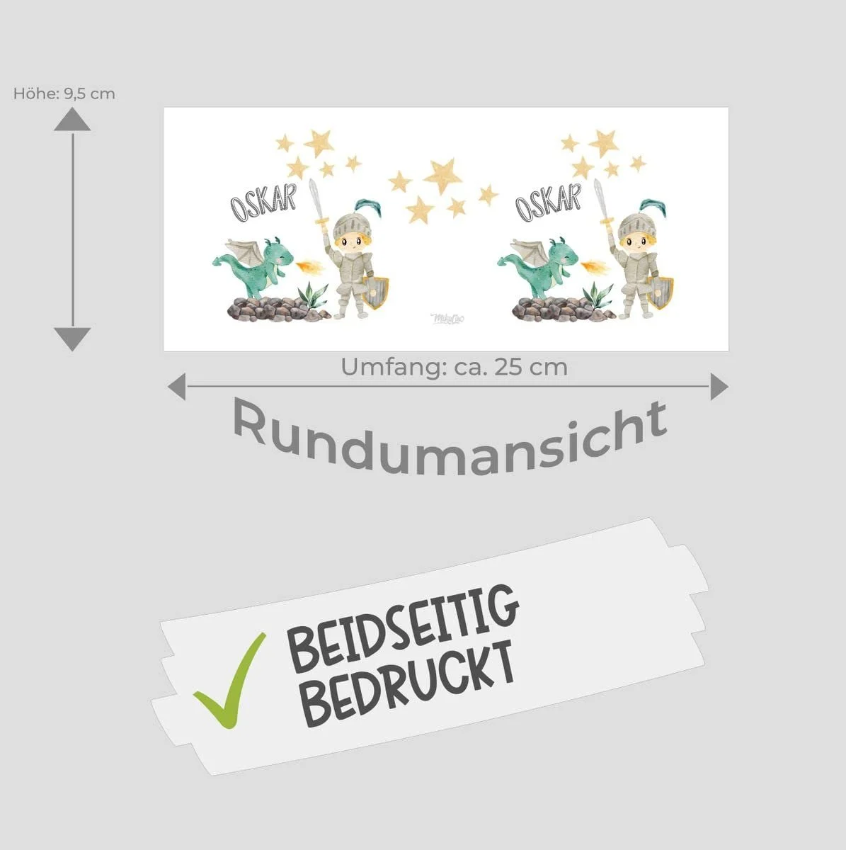 Скарбничка Mikalino Маленький лицар і дракон керамічна з ім'ям на вибір, фото №6