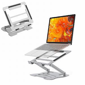 Подставка для ноутбука с охлаждением, регулируемая по высоте и вентилируемая с двойной поддержкой, стабильная, вентилируемая и эргономичная, совместима с MacBook Air/Pro, Dell, ноутбуками 10-16 дюймов - Фото 1