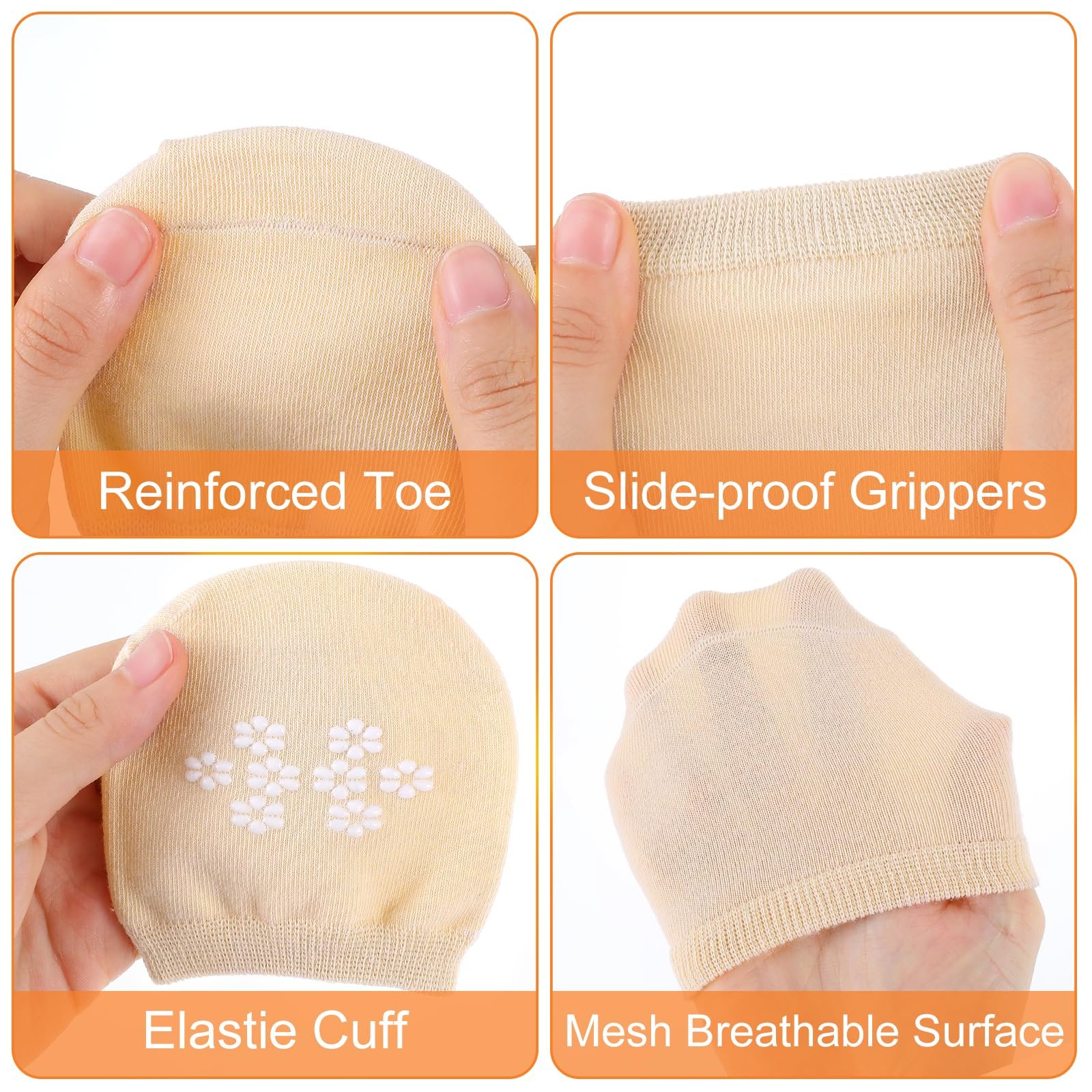 Женские носки с пальцами 6 пар дышащие полуноски нескользящие носки на переднюю часть стопы невидимые полуноски носки для высоких каблуков для девушек и женщин, фото №6