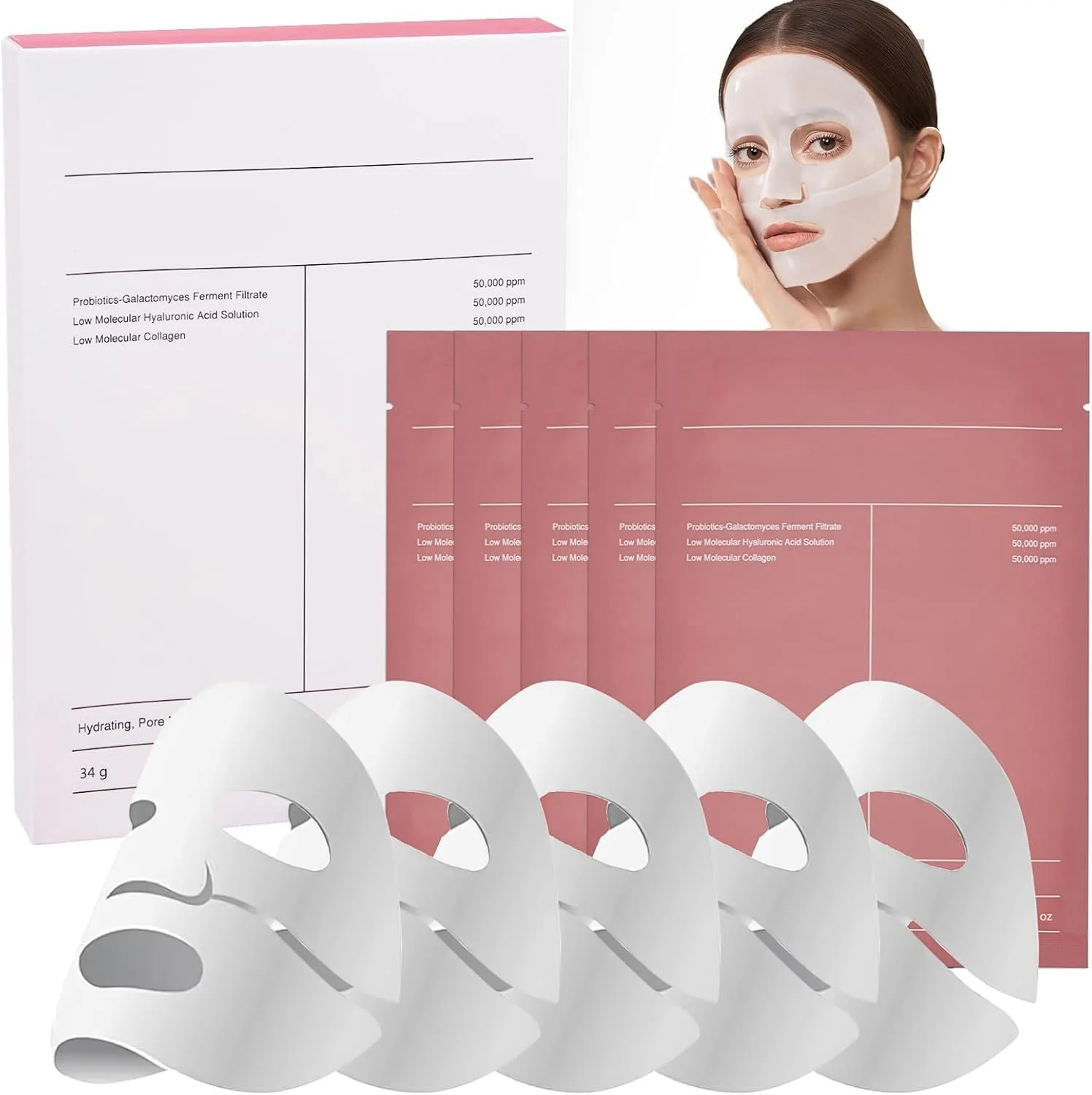 Маска для лица с органическим коллагеном Organic Collagen Real Deep Mask, ночная, пленка с коллагеном, увлажняющая маска для лифтинга против морщин, маска для лица, минимизирующая поры и повышающая эластичность, 5 шт., фото №1