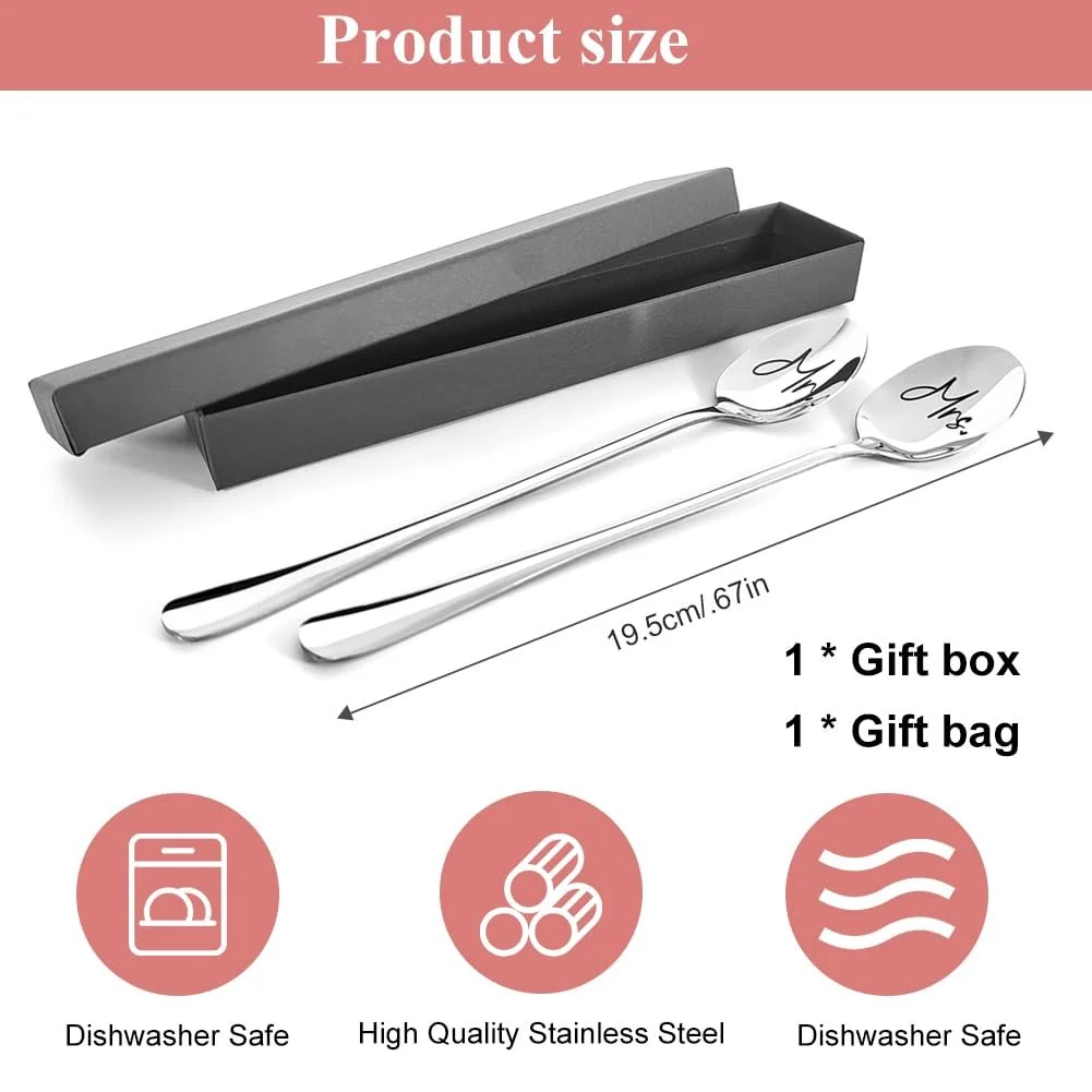 Ложка з гравіюванням Mr Mrs Кавова, фото №2