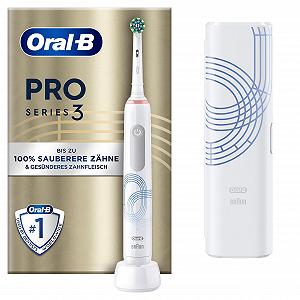 Електрична зубна щітка Oral-B Pro Series 3 1 змінна насадка 3 режими чищення 360° датчик тиску дорожній футляр Special Edition Дизайн Braun Біла - Фото 1
