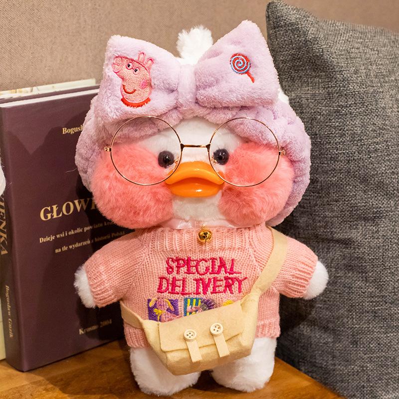 Утка лалафан - повязка свинка Пеппа Lalafanfan Уточка Мягкая игрушка Cafe mimi duck, фото №1