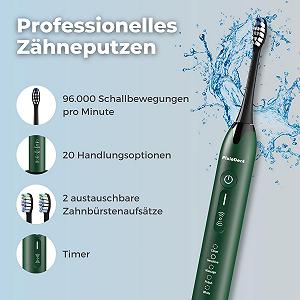 Електрична звукова зубна щітка PixieDent Onyx White 5 режимів 4 рівні потужності 96000 рухів дорожній чохол synthetic.ua - Фото 1
