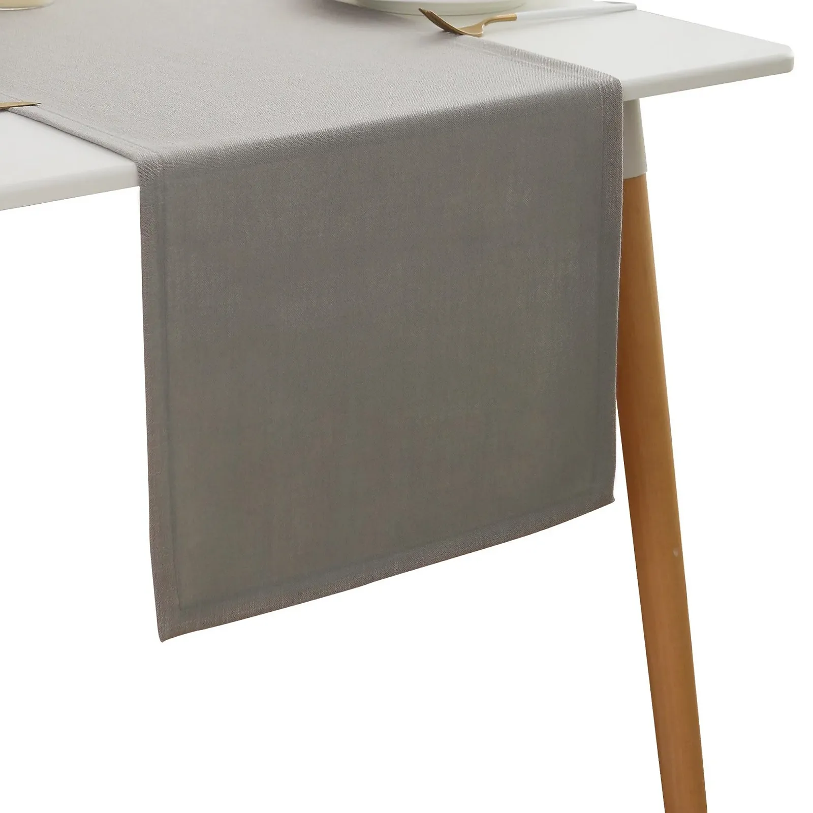 Ранер для столу Simurq Linen Look Lotus Effect Водовідштовхувальний Світло-сірий 30 x 140 см, фото №1