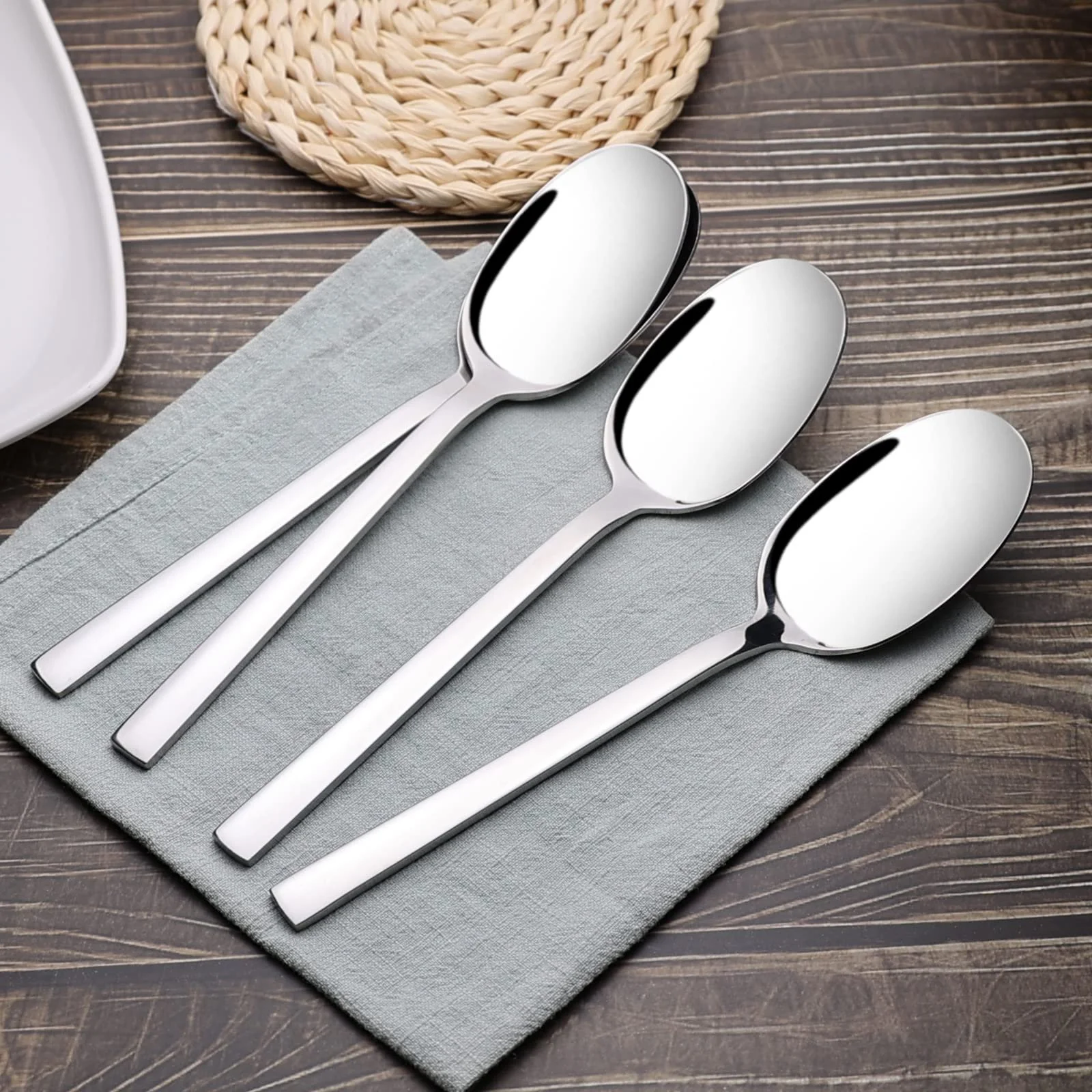 Набір з 6 великих сервірувальних ложок з нержавіючої сталі, 24 см, фото №6