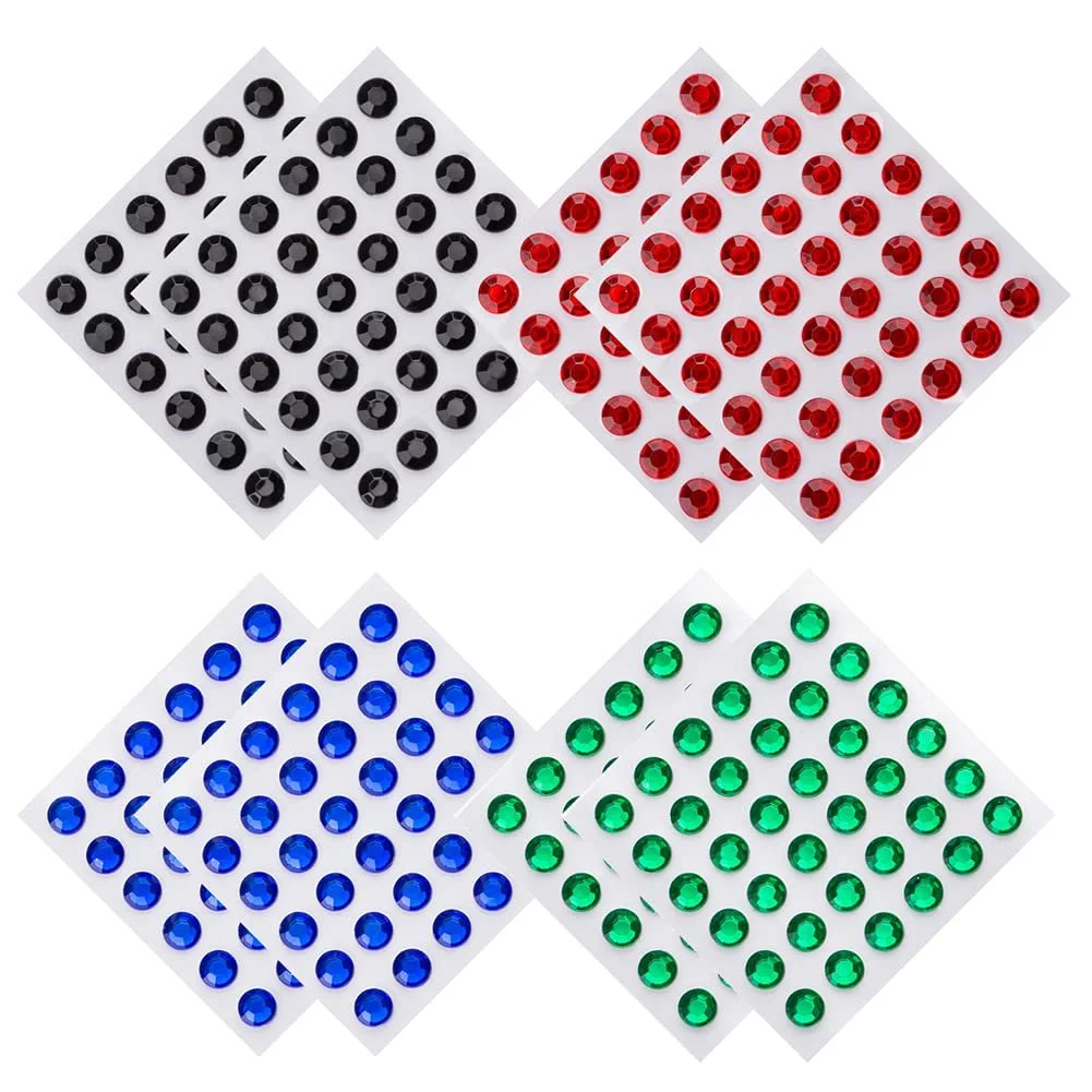 Набір Стрази Блискучі Різнокольорові Самоклеючі 8 мм, 288 шт, фото №1