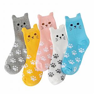 Носки с котами для женщин 38-43 Хлопок с милыми кошачьими носками Серый - Фото 1