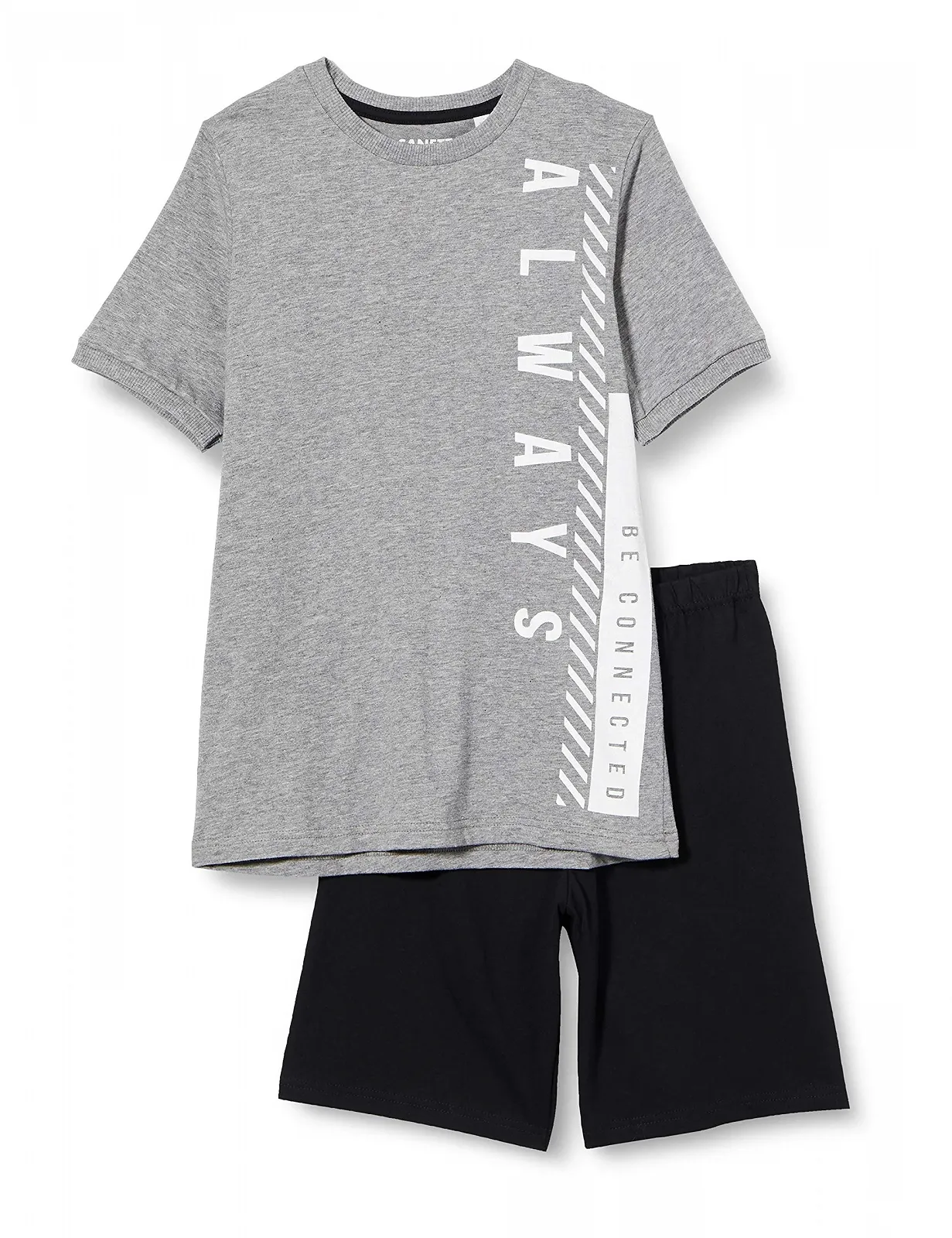Комплект піжами Sanetta для хлопчиків, шорти, сірий, фото №1