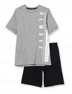 Комплект пижамы Sanetta для мальчиков, шорты, серый - Фото 1
