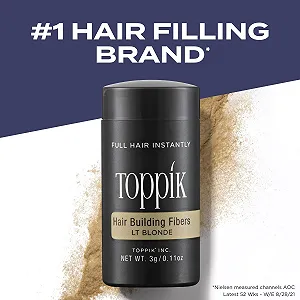 Волокна для волосся Toppik для додаткової густоти та об'єму, 3 г, Світлий блонд synthetic.ua - Фото 1