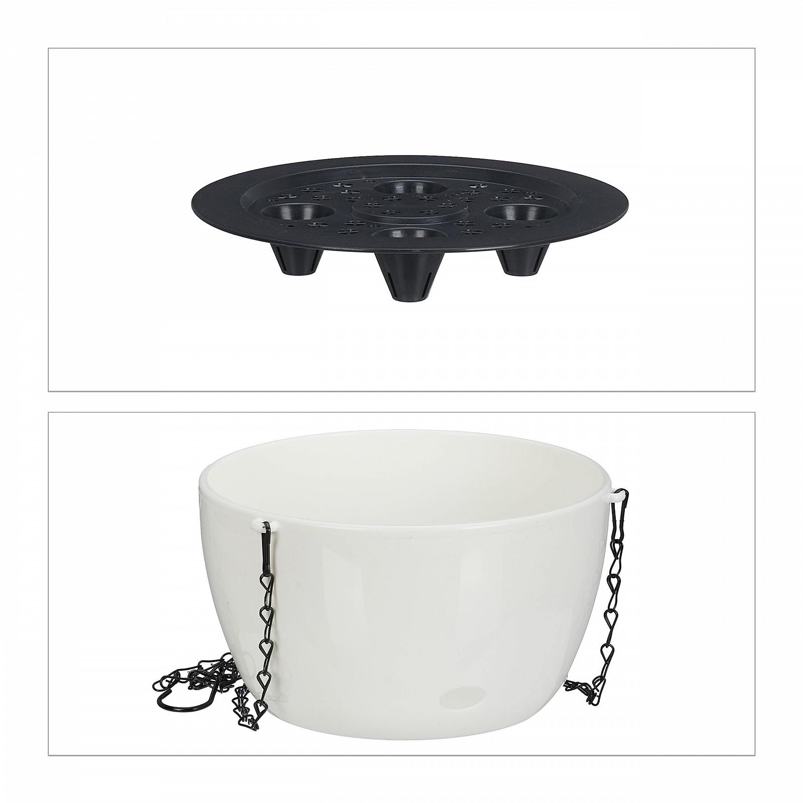 Підвісні кошики Relaxdays з резервуаром для води набір 3 розміри самополив Білий, фото №6