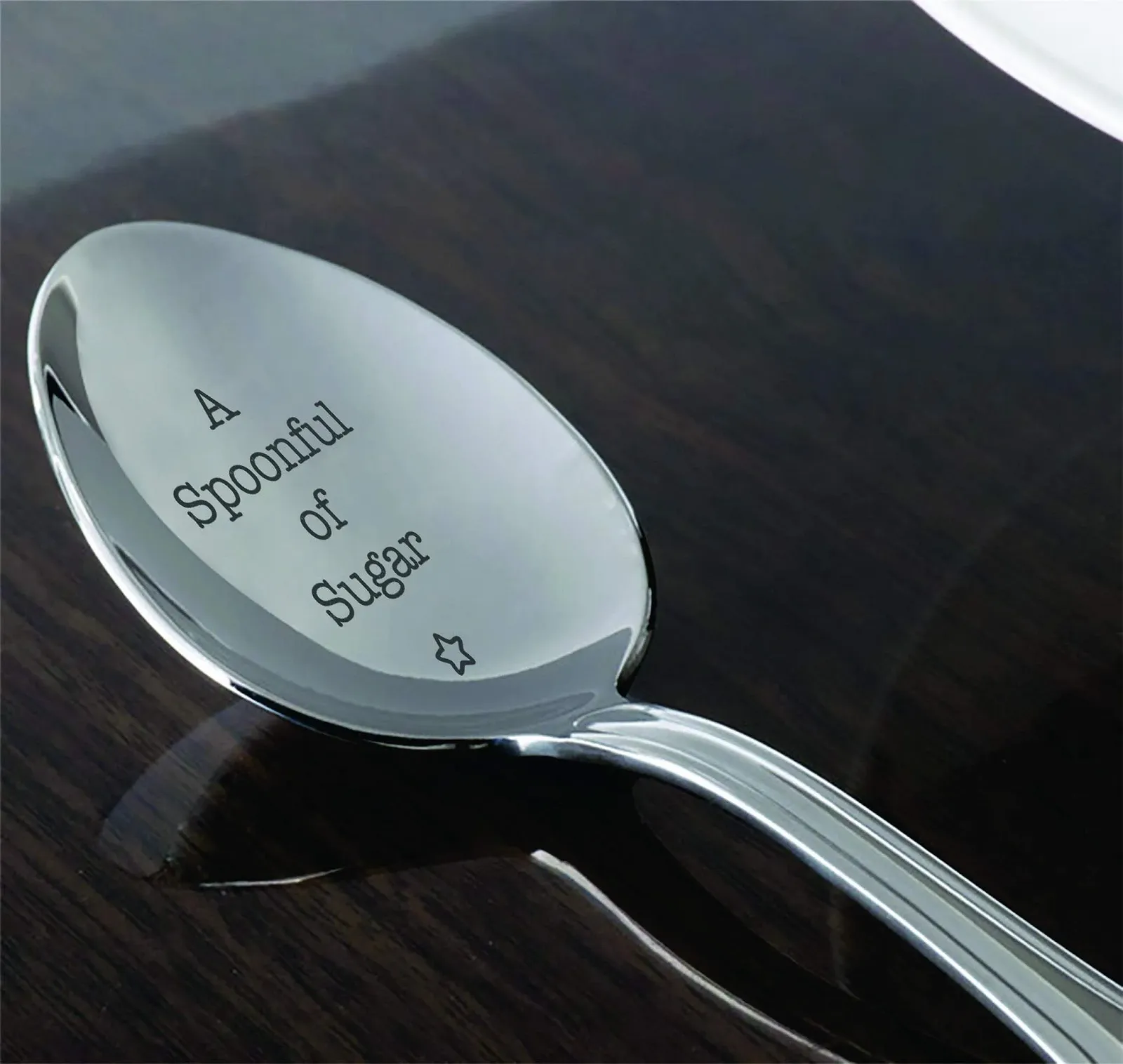 Ложка из нержавеющей стали A Spoonful of Sugar Mary Poppins Theme Teacher's Day Music Lovers Special Occasion Machine Engraved Spoons Ideas of Boston, фото №4