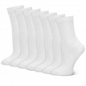 Носки Женские Хлопковые Дышащие Белые/Черные Носки-гольфы Удобные Бесшовные Для Бизнеса Белые Длинные Для Ежедневного Использования и Отдыха 35-39 (7 пар) - Фото 1