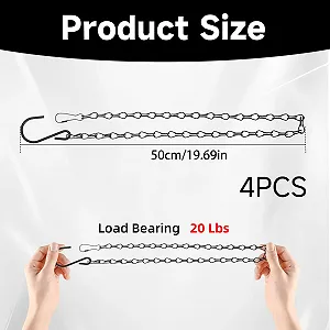 Набір ланцюгів для підвісних кошиків 4 шт. 50 см Метал Чорний з гачками та карабінами synthetic.ua - Фото 1