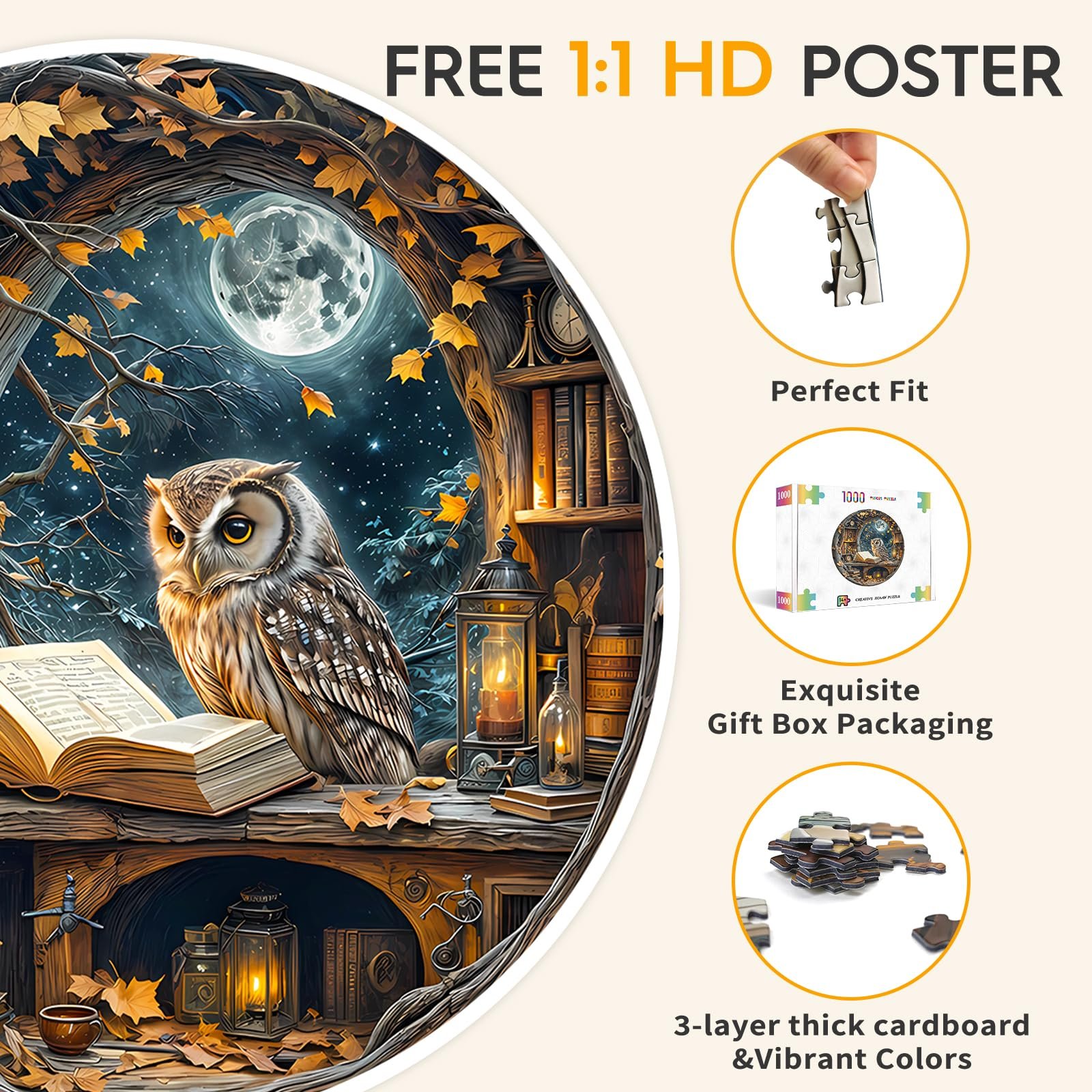 Пазл WOODBESTS Interstellar Impossible круглый картонный 1000 деталей 67.5 x 67.5 cm, фото №2