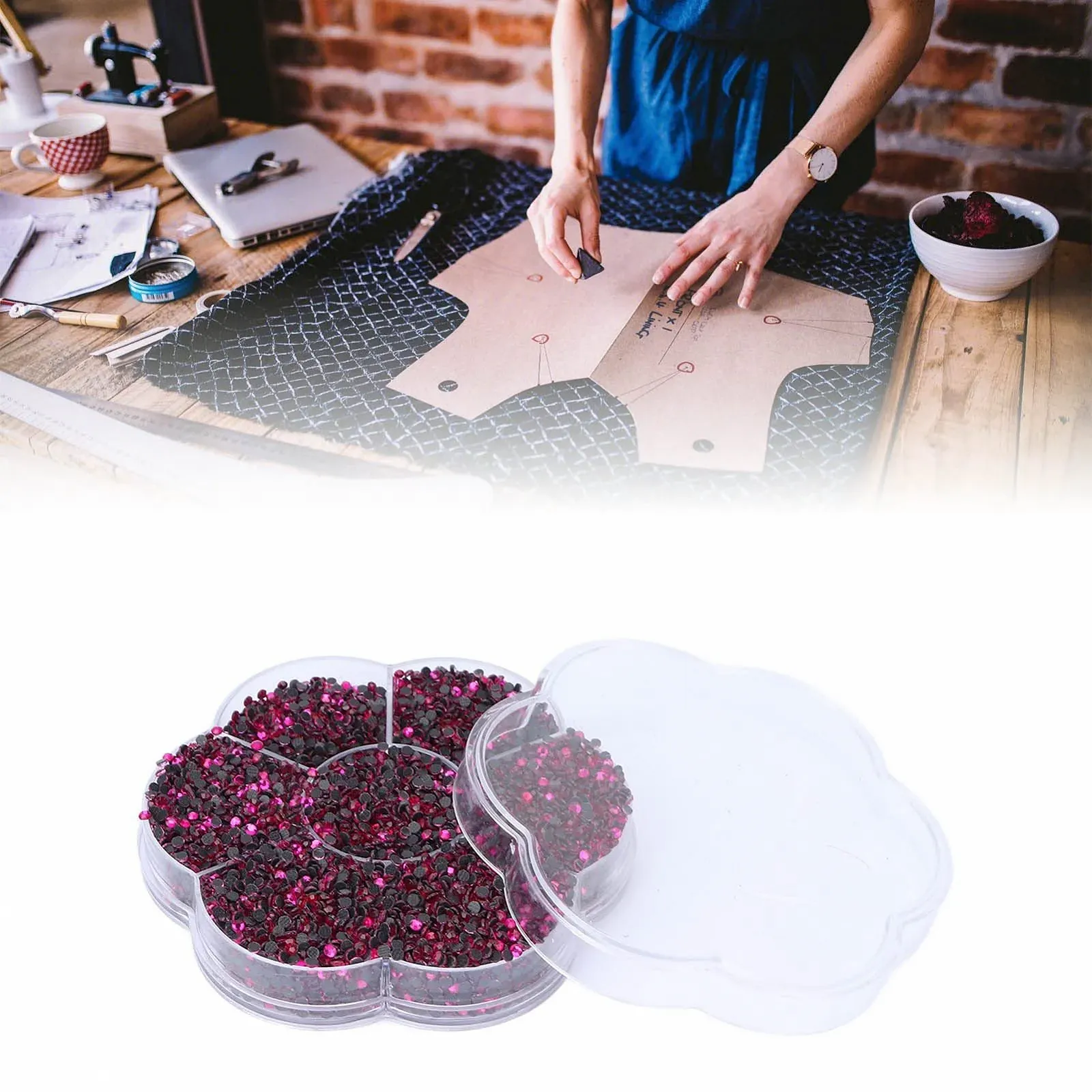 Стрази Термоклей Прозорі Стрази 14400шт, Аксесуари одягу, взуття, Рожеві С601, фото №7