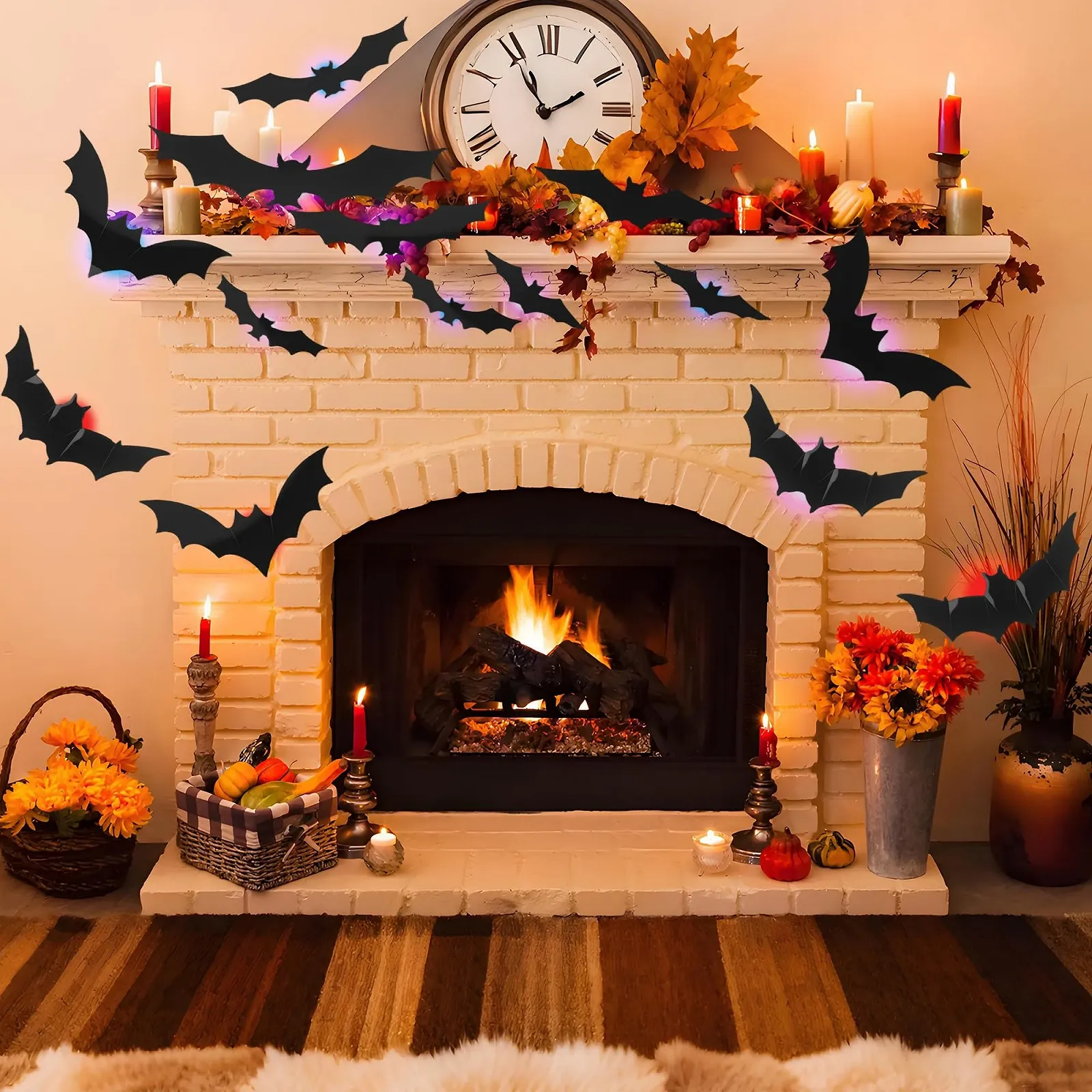 Настінна наклейка Halloween 3D Bat LED Lights 36 шт., фото №6