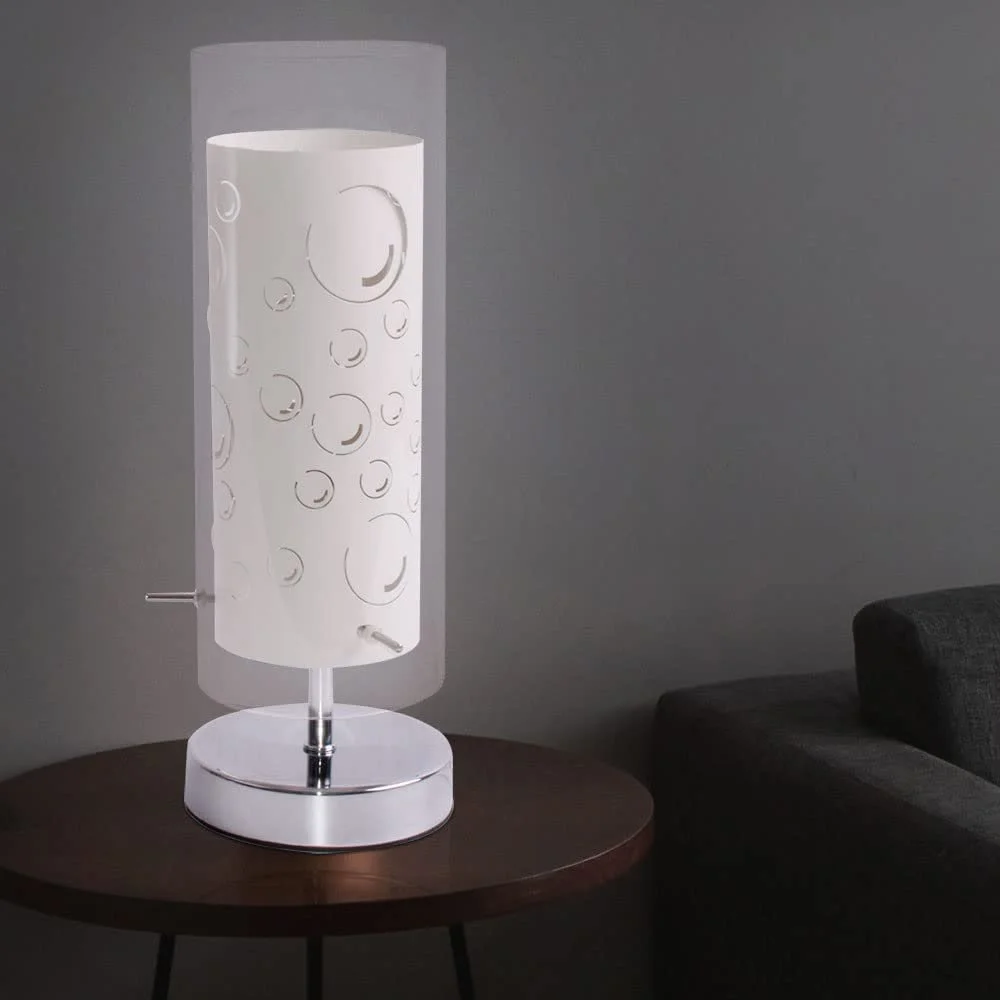 Настільна лампа etc-shop скляна з мотивом повітряних бульбашок 1x E14 Ø12х34 см Біла, фото №7