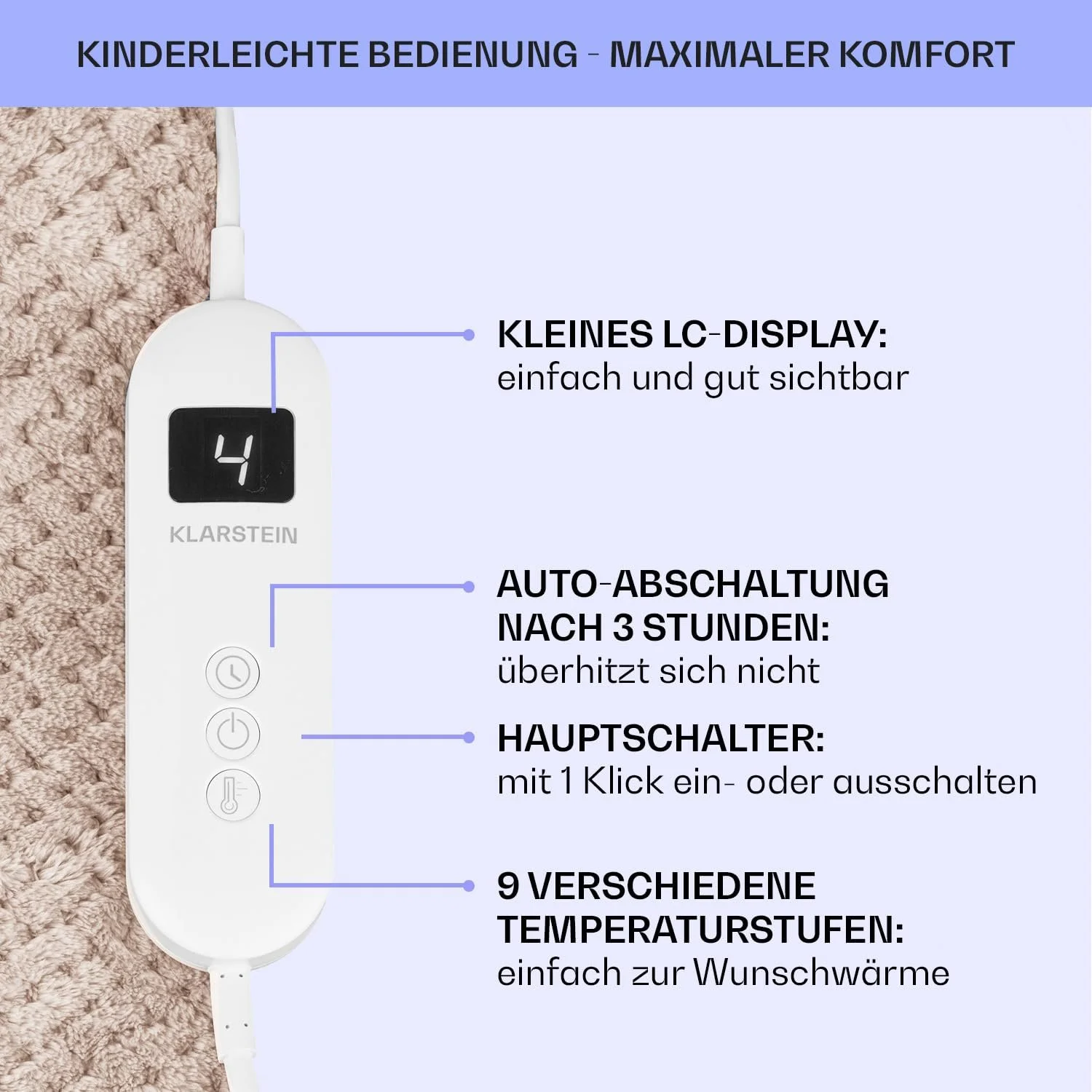 Електрична ковдра Klarstein XL 180 x 130 см, фото №6 Електрична ковдра Klarstein XL 180 x 130 см, фото №6