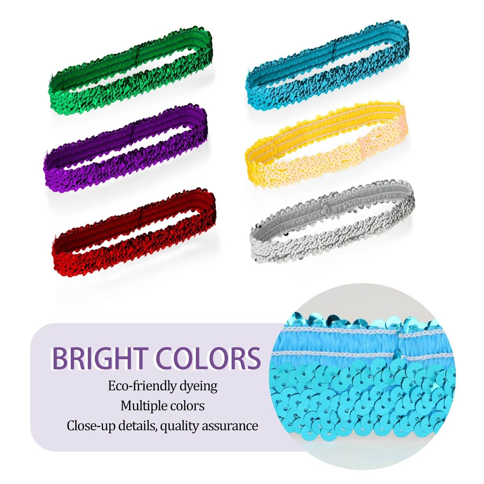 Набір з 6 блискучих пов'язок на голову, фото №4