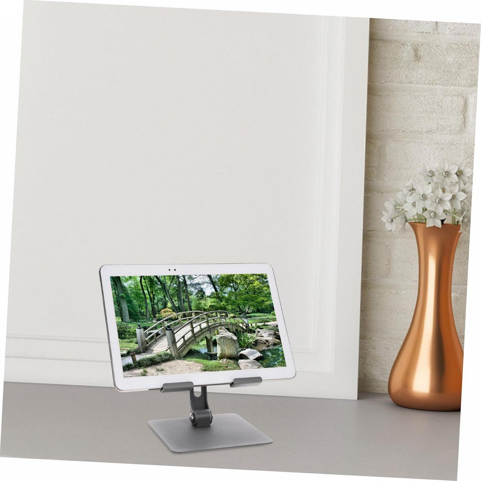 Регулируемая металлическая подставка для планшета Настольное крепление для ноутбука и смартфона Складной настольный держатель с регулируемым углом обзора Эргономичный держатель для планшета для офиса, фото №7