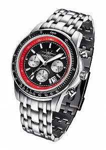 Часы FIREFOX Airliner Хронограф FFS04-102b Черный / Красный, нержавеющая сталь, 10 ATM, браслет - Фото 1