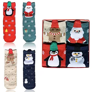 Шкарпетки Різдвяні Santa Claus Бавовна, розміри 18-42, червоний (4 пари) - Фото 1