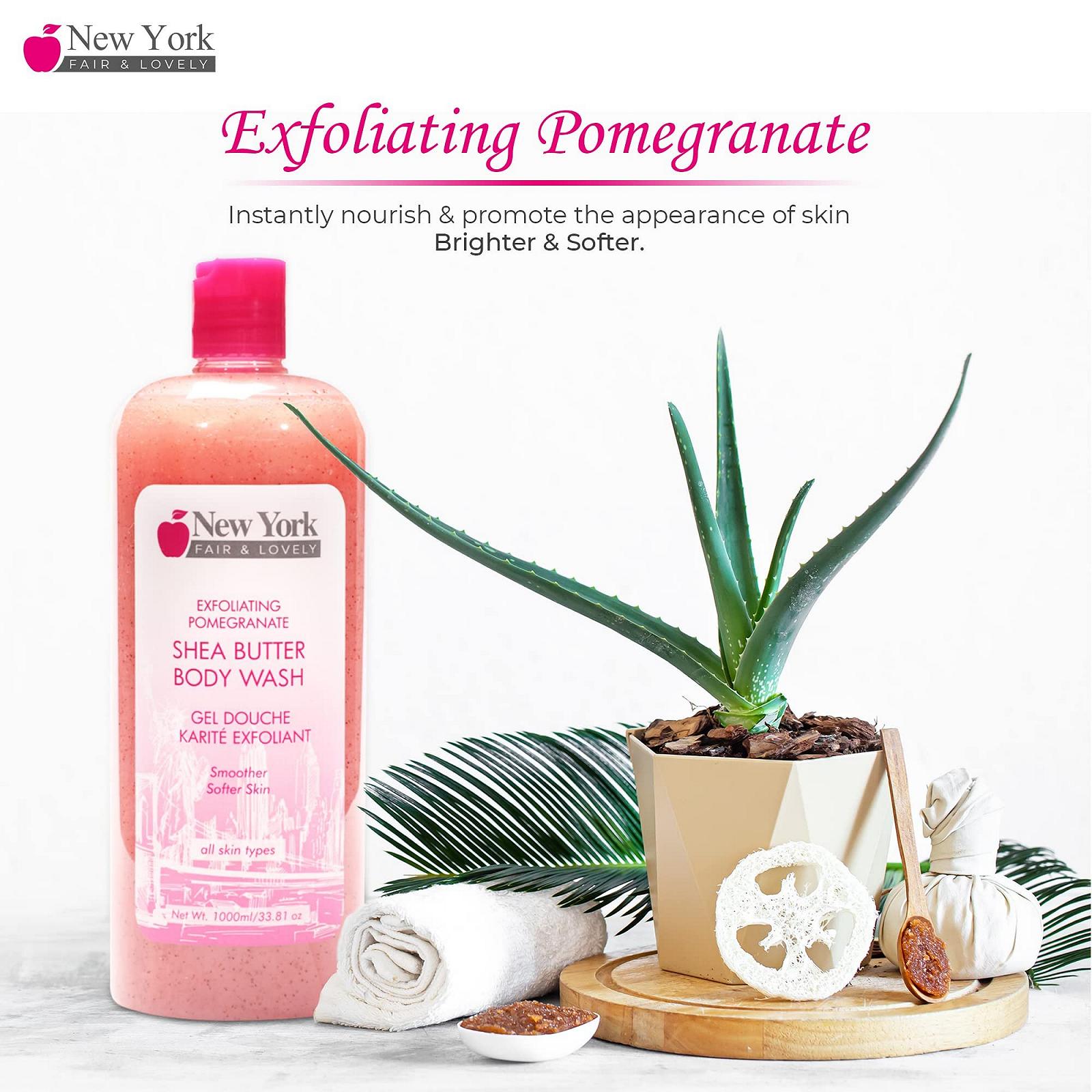 Гель для душу New York Fair & Lovely Skin Whitening з маслом ши та абрикосом 1000 мл, фото №4