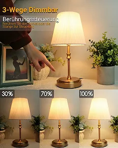 Настільна лампа сенсорна димована 31.5 см 3 рівні яскравості Золота synthetic.ua - Фото 1