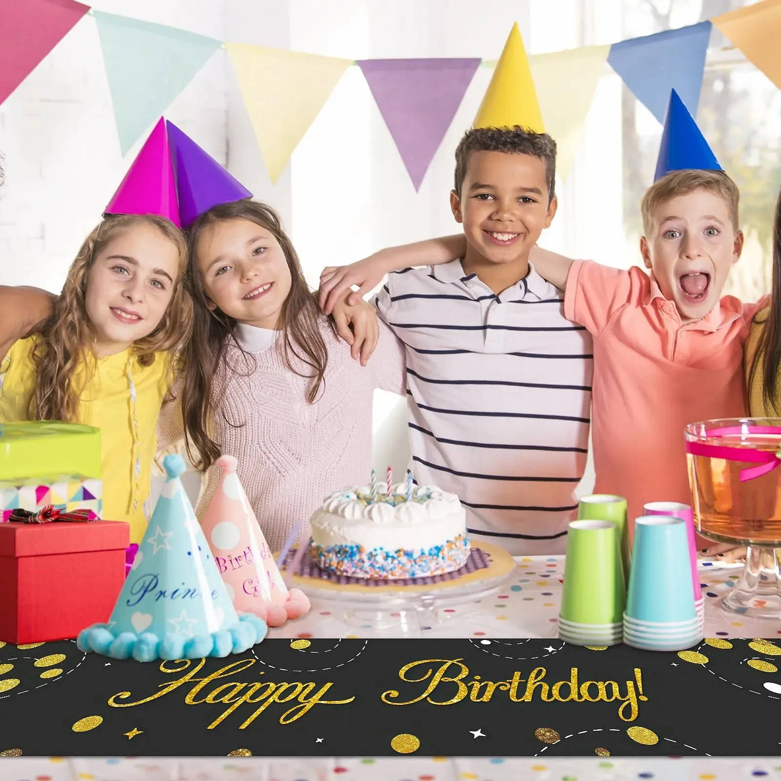 Ранер для столу Happy Birthday Чорно-золотистий 180 х 35 см, фото №6 Ранер для столу Happy Birthday Чорно-золотистий 180 х 35 см, фото №6